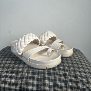 Women's Cream Braided Slide Sandals